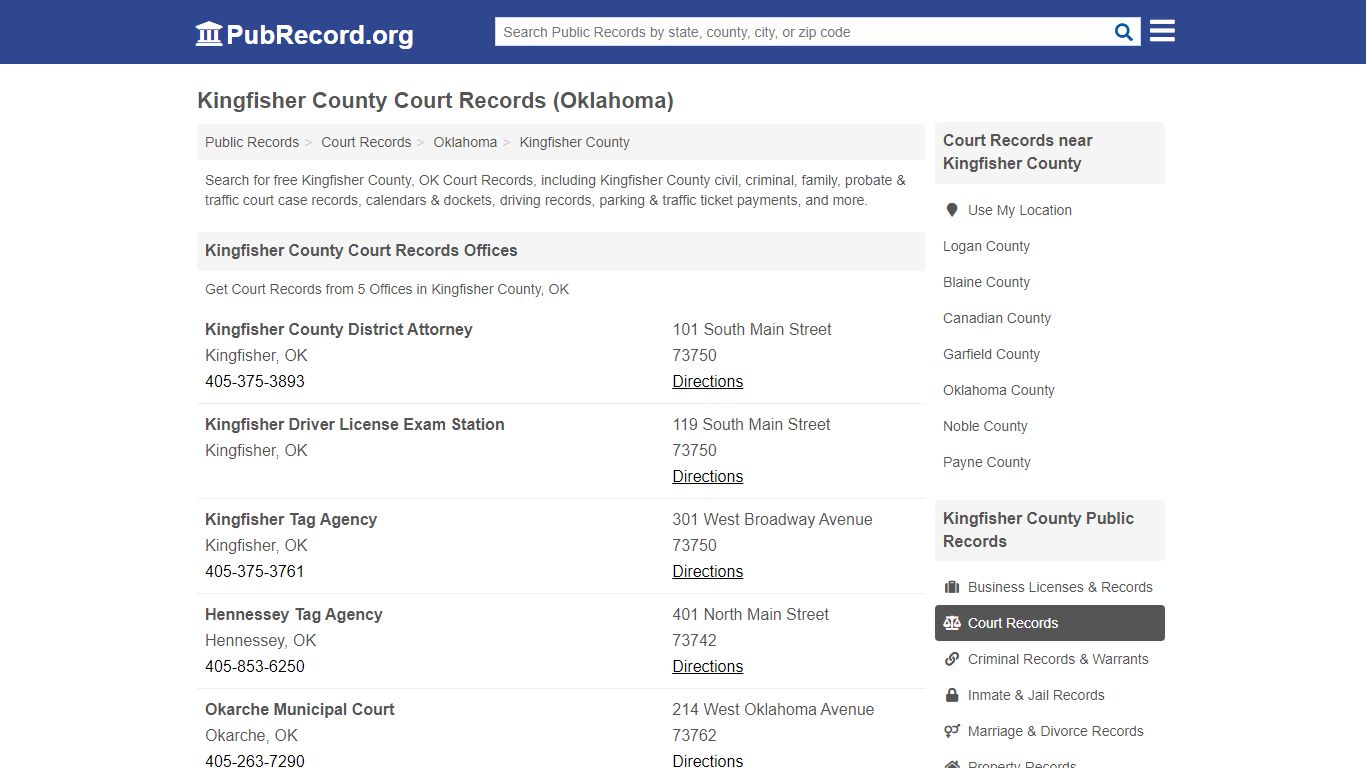 Free Kingfisher County Court Records (Oklahoma Court Records)